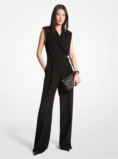 michael michael kors dot crepe ruffled wrap jumpsuit|Crepe Double.